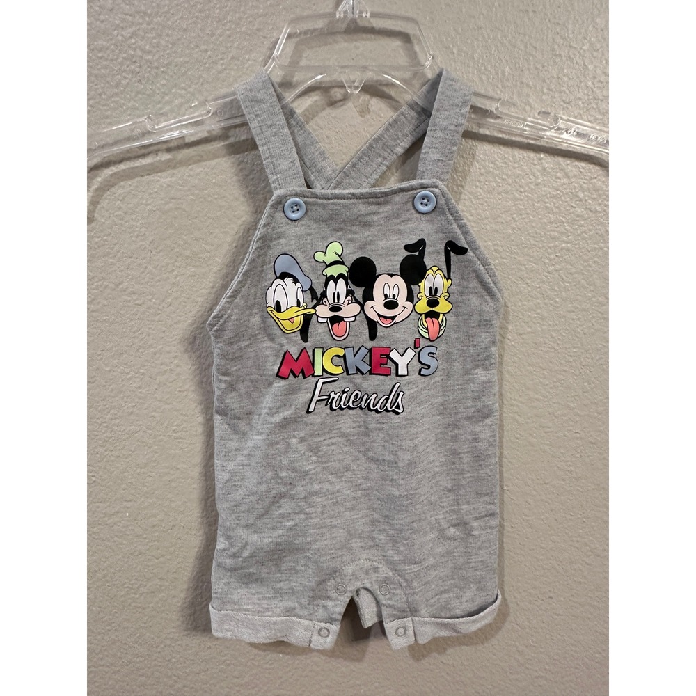 Disney Baby‎ Mickey's Friends Gray Romper Overalls 3/6M
